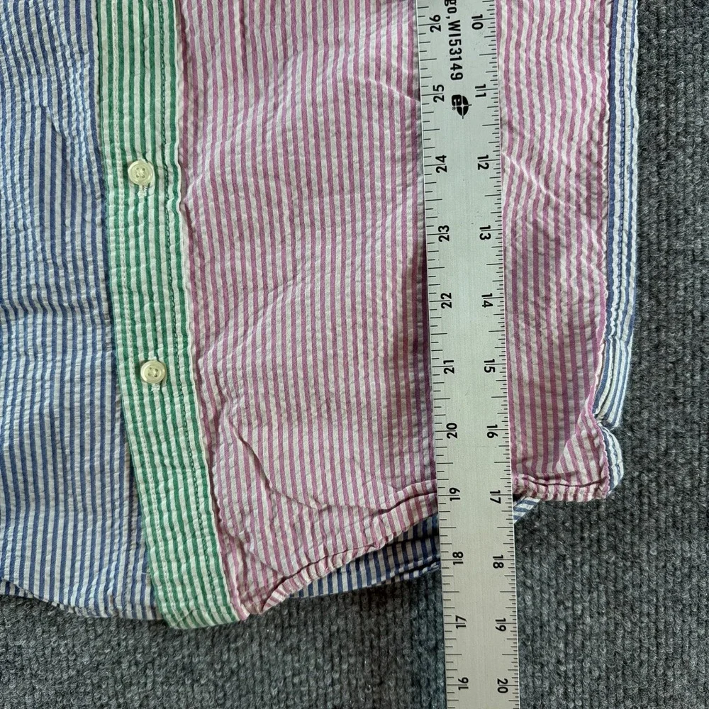 Ralph Lauren Kids Boys Multi Color Seersucker Striped Button Down Shirt Size 7